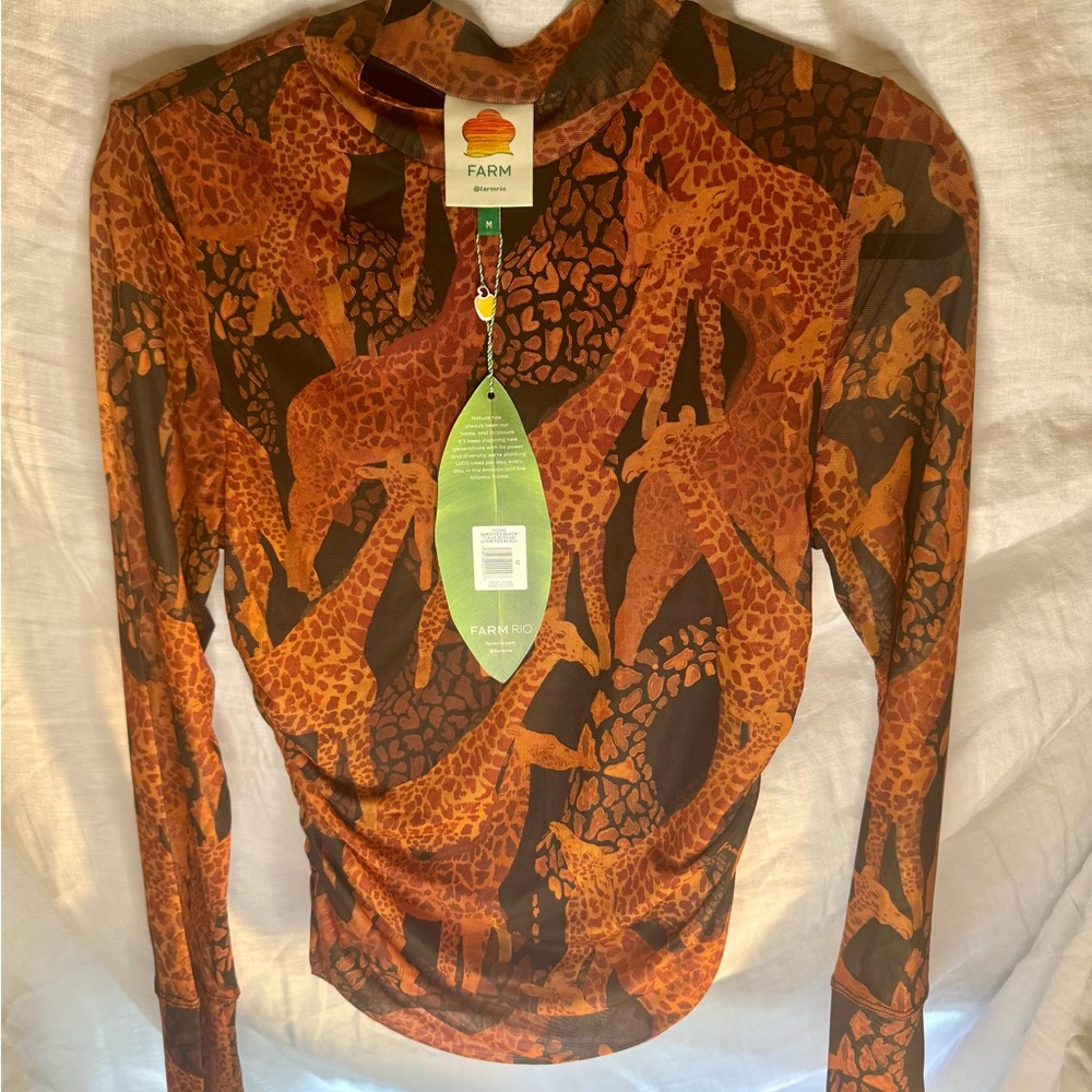FARM Rio Orange Fitted Graphic Blouse